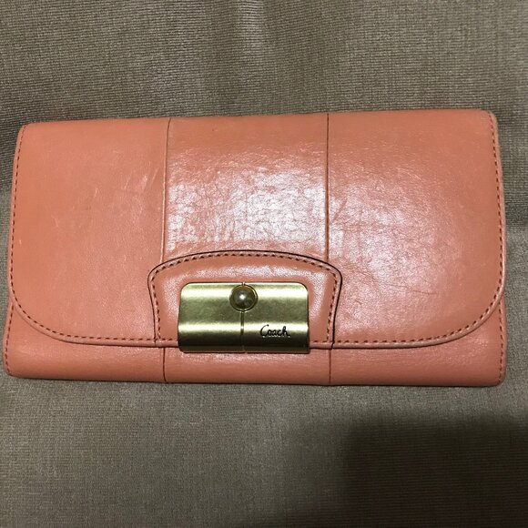 Coach Peach Colored Wallet - Picture 1 of 3